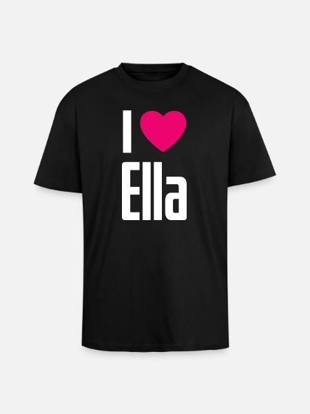 I Love Ella Pink Heart I Love Ella - Unisex Oversized Heavyweight T-shirt - black