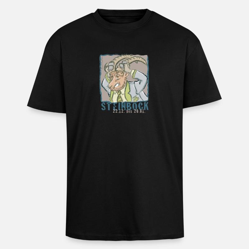 Sternzeichen - Steinbock - Oversized Heavyweight Unisex T-Shirt - Schwarz
