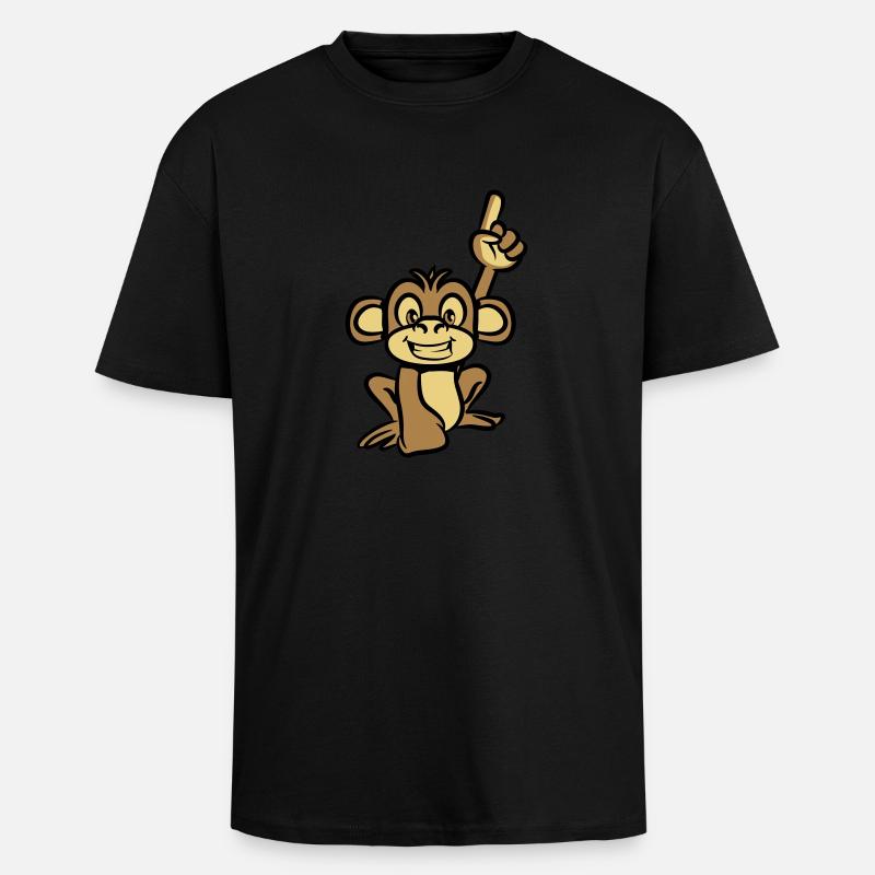 monkey funny forefinger - Unisex Oversized Heavyweight T-shirt - black