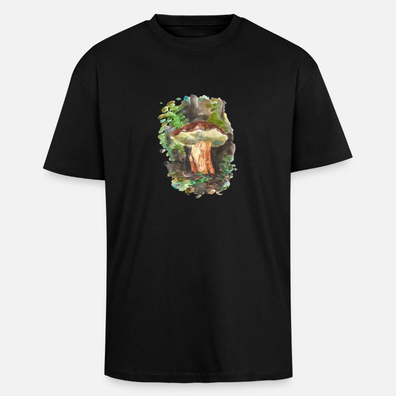 Forêt / champignons / champignons - T-shirt unisexe oversize épais - noir
