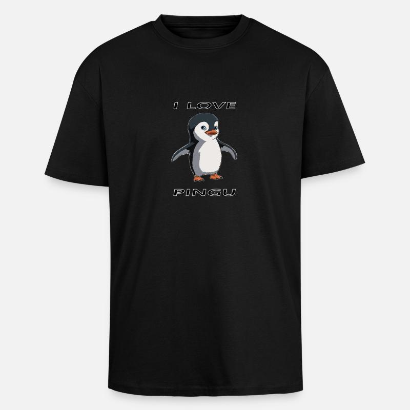 Design de pingouin mignon - T-shirt unisexe oversize épais - noir