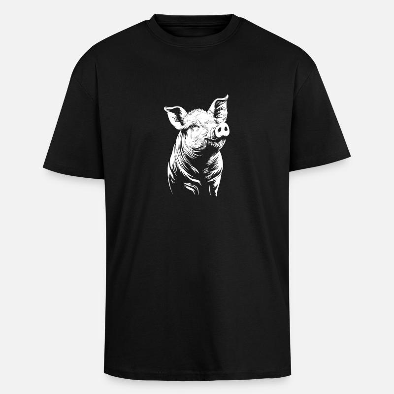 Schwein - Oversized Heavyweight Unisex T-Shirt - Schwarz