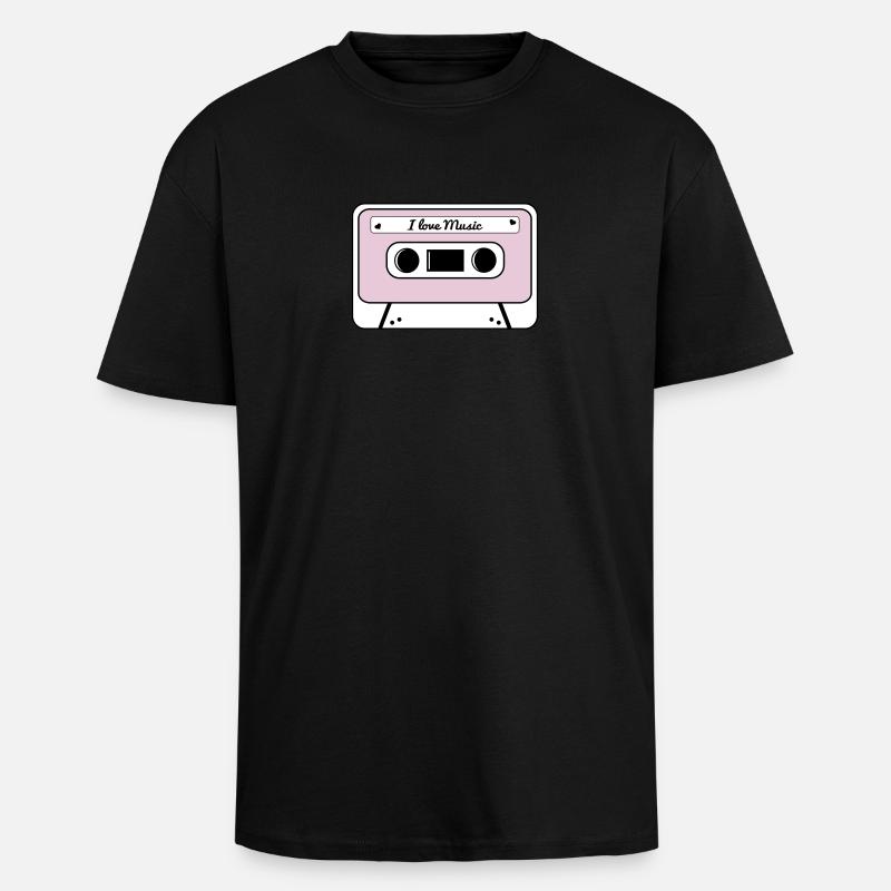 I love music cassette - T-shirt unisexe oversize épais - noir