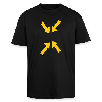 fokus gelb - Oversized Heavyweight Unisex T-Shirt - Schwarz - Vorne - Alina (178cm) & Michal (187cm)