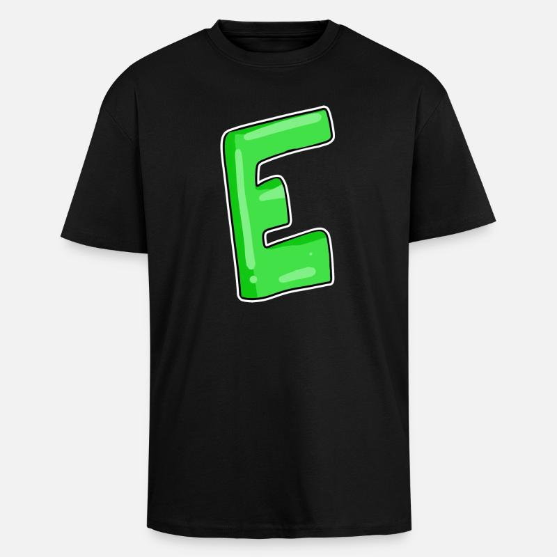 Letter E Initial point - Unisex Oversized Heavyweight T-shirt - black