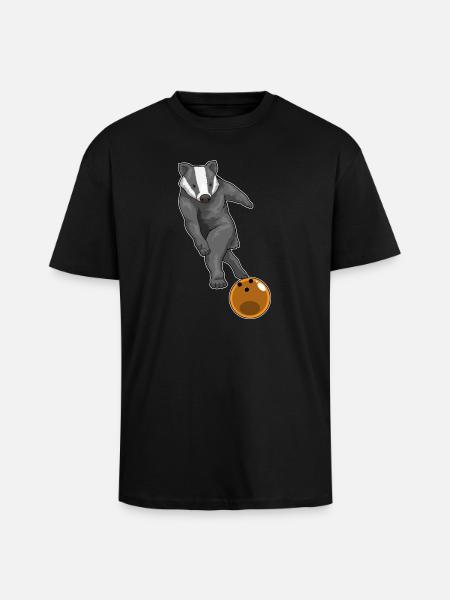 Dachs Bowling Bowlingkugel - Oversized Heavyweight Unisex T-Shirt - Schwarz