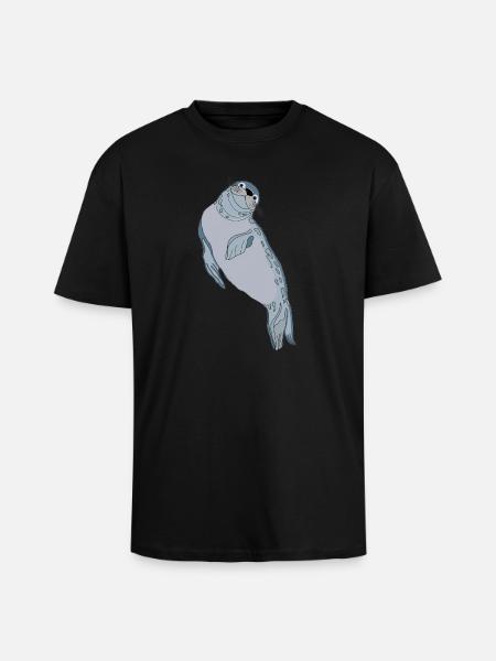 Robbe Seehund - Oversized Heavyweight Unisex T-Shirt - Schwarz
