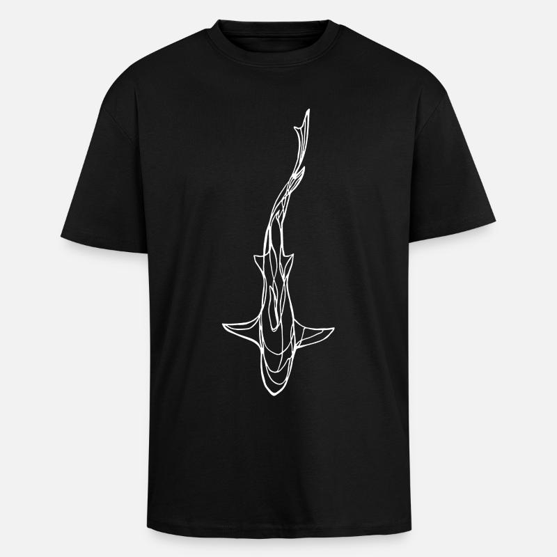 Silhouette de requin blanc - T-shirt unisexe oversize épais - noir