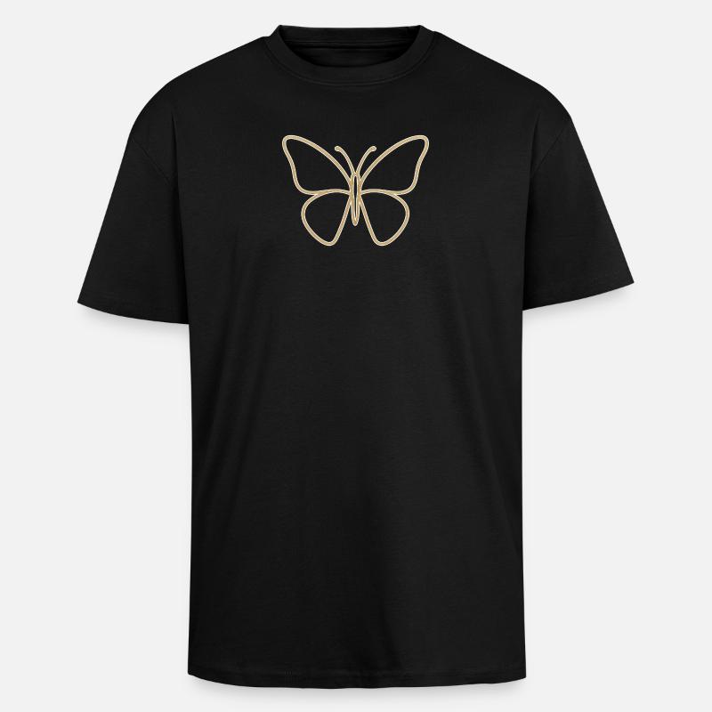 Silhouette papillon doré - T-shirt unisexe oversize épais - noir