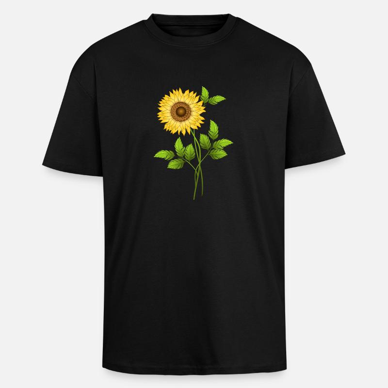Blumen - Oversized Heavyweight Unisex T-Shirt - Schwarz
