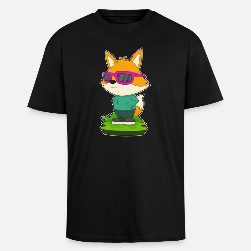 Fuchs Sonnenbrille - Oversized Heavyweight Unisex T-Shirt - Schwarz