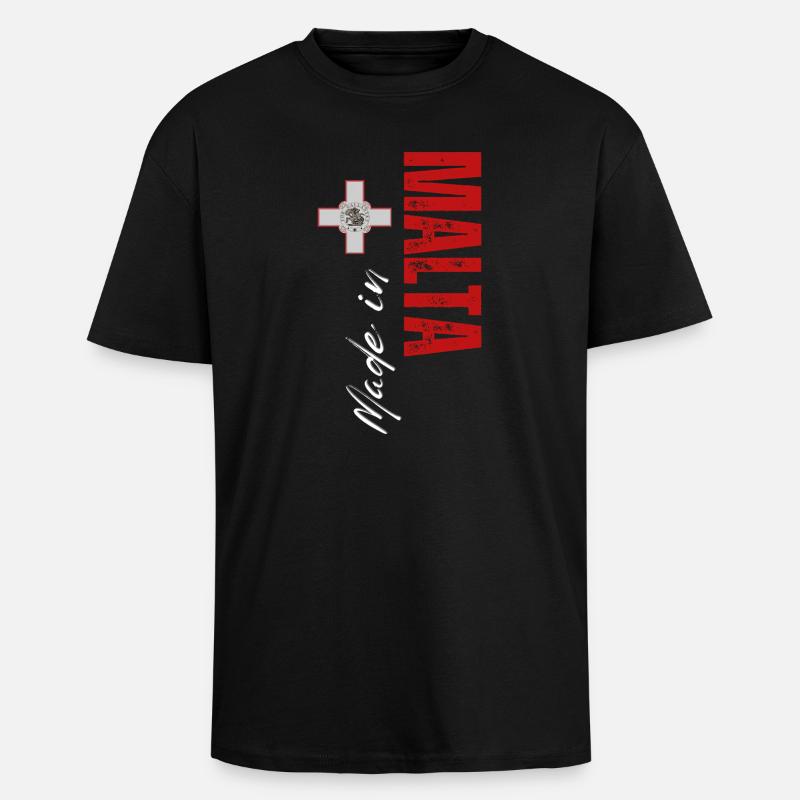 Fabriqué à Malte, conception verticale - T-shirt unisexe oversize épais - noir