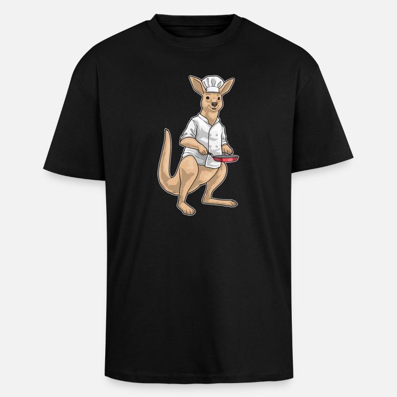 Cuisson de la poêle Kangourou - T-shirt unisexe oversize épais - noir