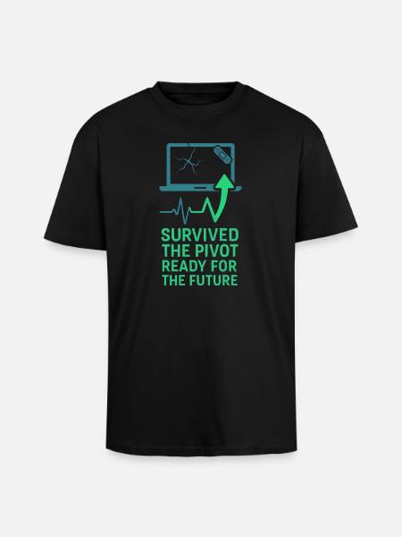 Startup Founder Survivor Burnout Recover - Unisex Oversized Heavyweight T-shirt - black