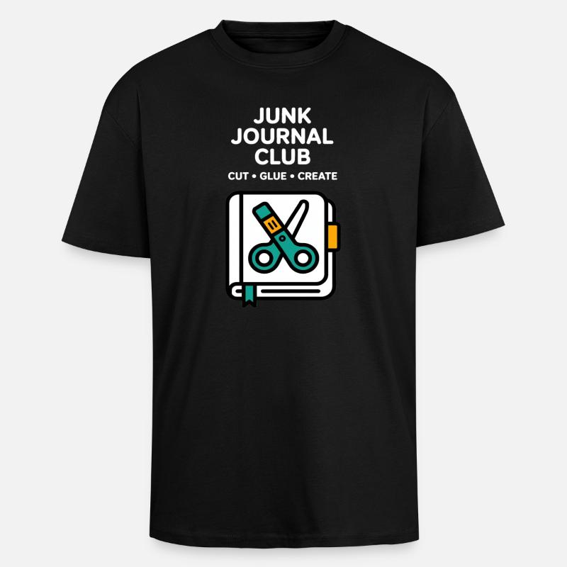 Junk Journal Club Cut Glue Create - Oversized Heavyweight Unisex T-Shirt - Schwarz