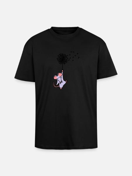 Pusteblumenmäuschen - Oversized Heavyweight Unisex T-Shirt - Schwarz