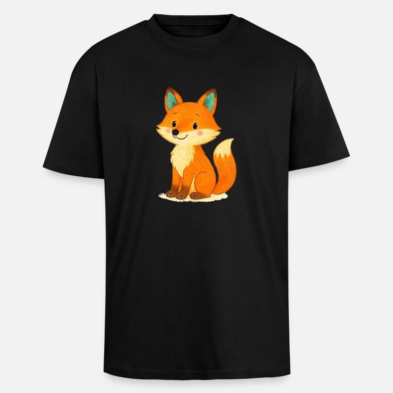 fuchs comic - Oversized Heavyweight Unisex T-Shirt - Schwarz