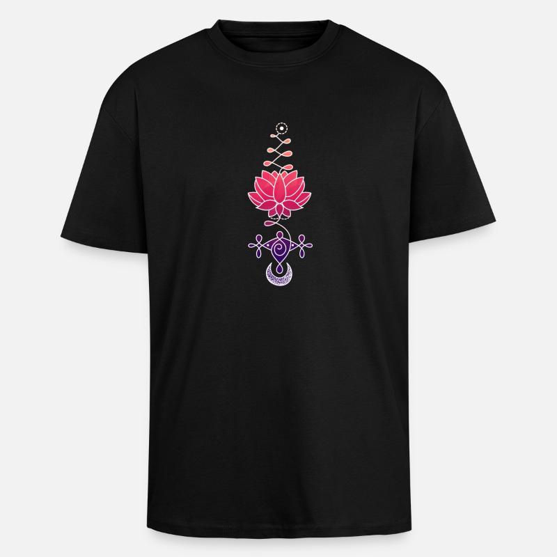 Ätherisches Lotusblütensymbol - Oversized Heavyweight Unisex T-Shirt - Schwarz