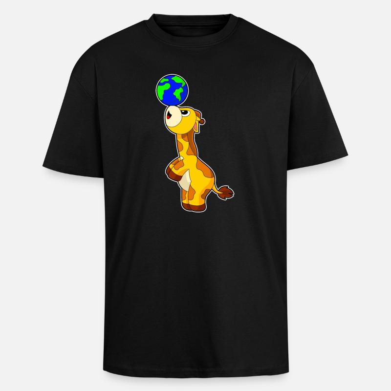 Giraffe Erde - Oversized Heavyweight Unisex T-Shirt - Schwarz
