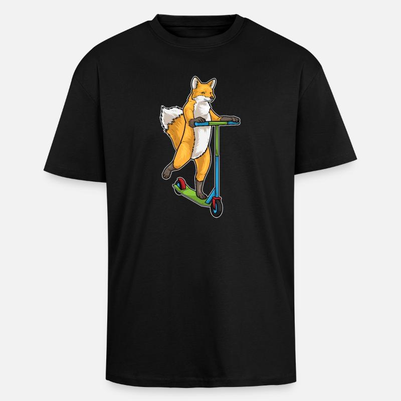 Fuchs Tretroller - Oversized Heavyweight Unisex T-Shirt - Schwarz