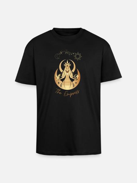 The Empress l'Impératrice Déesse dorée - T-shirt unisexe oversize épais - noir