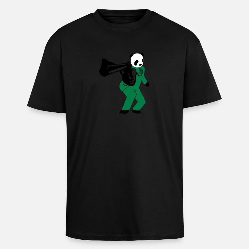shooting panda 2 - Oversized Heavyweight Unisex T-Shirt - Schwarz