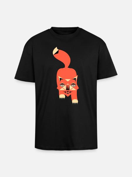 Cat Geometric Style - Oversized Heavyweight Unisex T-Shirt - Schwarz