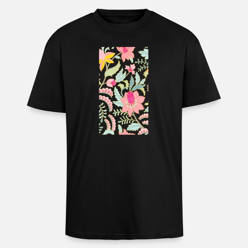Fleurs - T-shirt unisexe oversize épais - noir