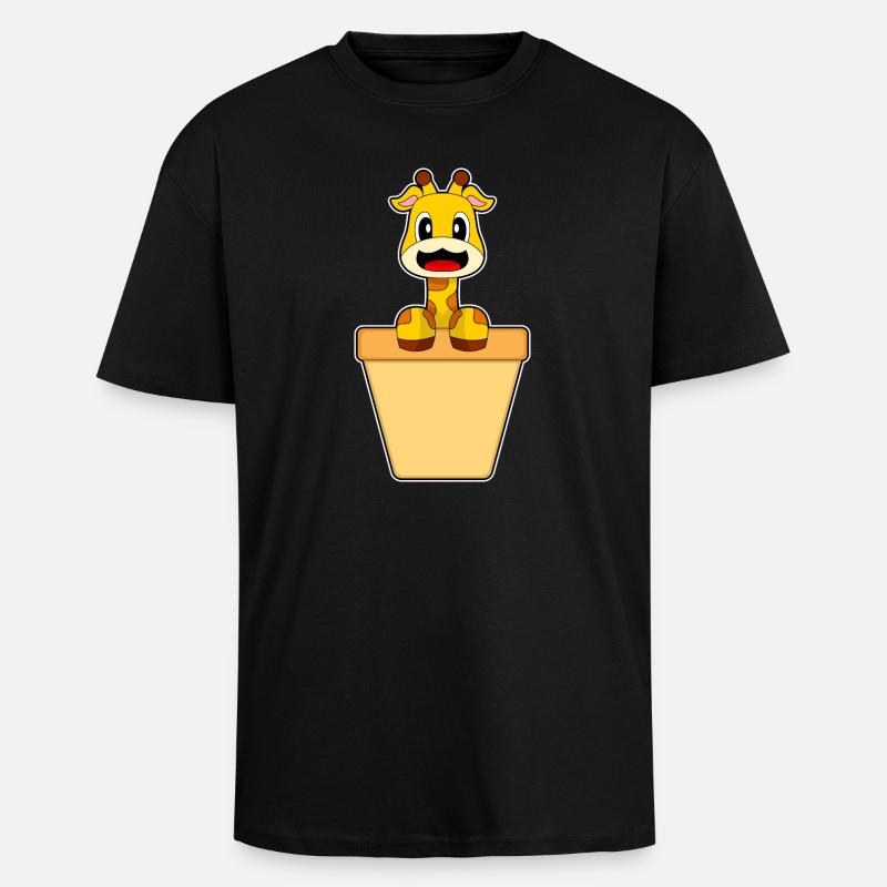 Giraffe Cream Cone - Unisex Oversized Heavyweight T-shirt - black