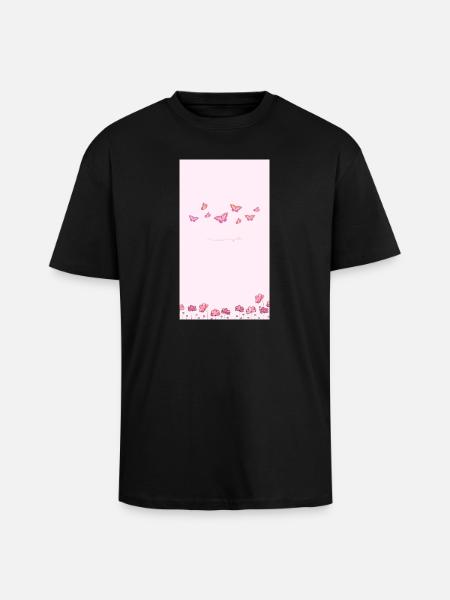 Bouquet de fleurs aquarelles roses - T-shirt unisexe oversize épais - noir