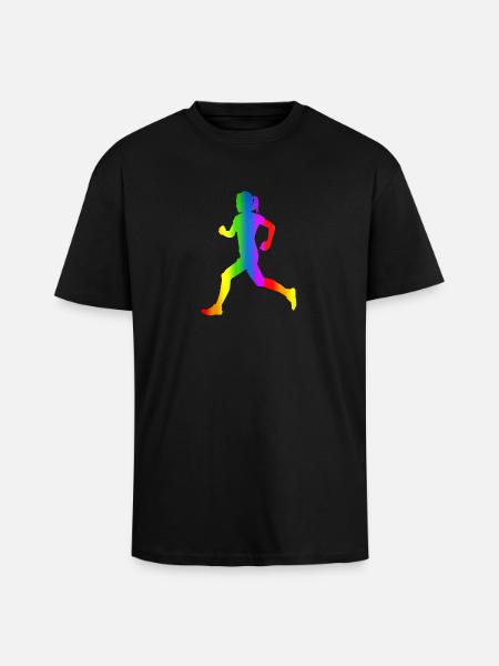 Bunter Läuferin Regenbogen - Oversized Heavyweight Unisex T-Shirt - Schwarz