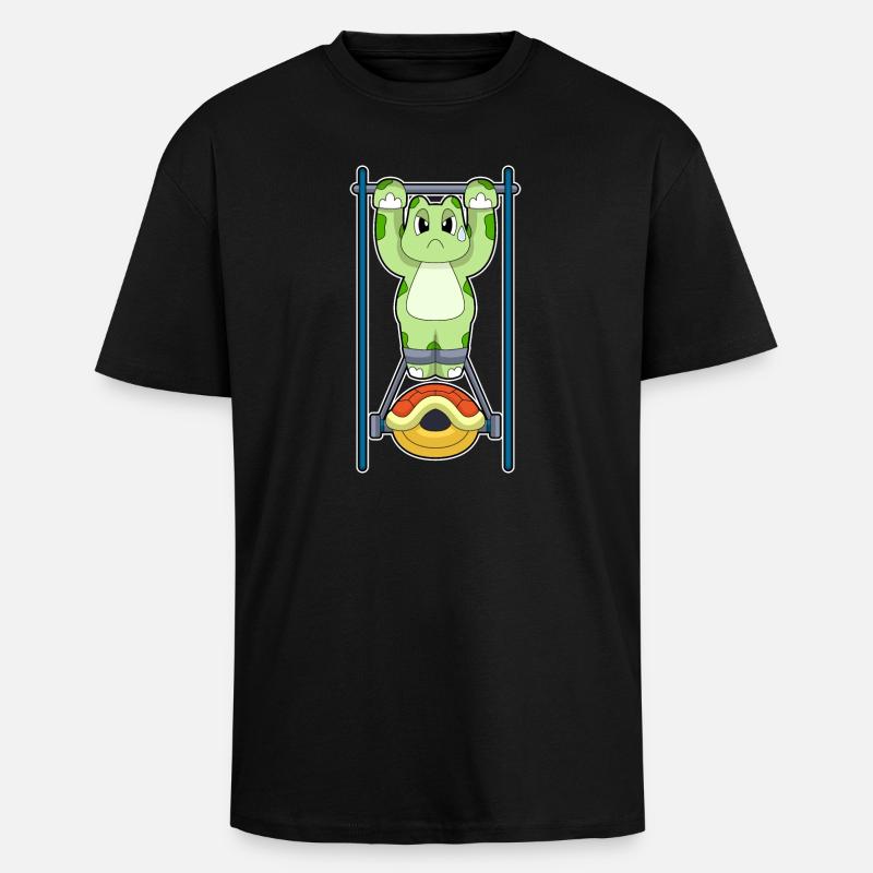 Turtle Bodybuilder Pull-ups Bodybuilding - Unisex Oversized Heavyweight T-shirt - black