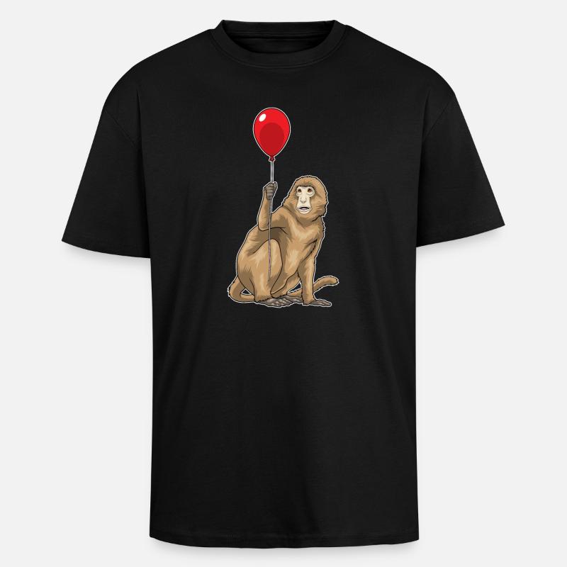 Affe Luftballon - Oversized Heavyweight Unisex T-Shirt - Schwarz