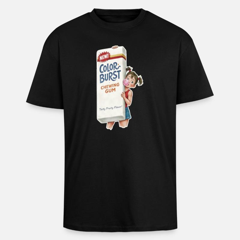  Retro Kaugummi - Oversized Heavyweight Unisex T-Shirt - Schwarz