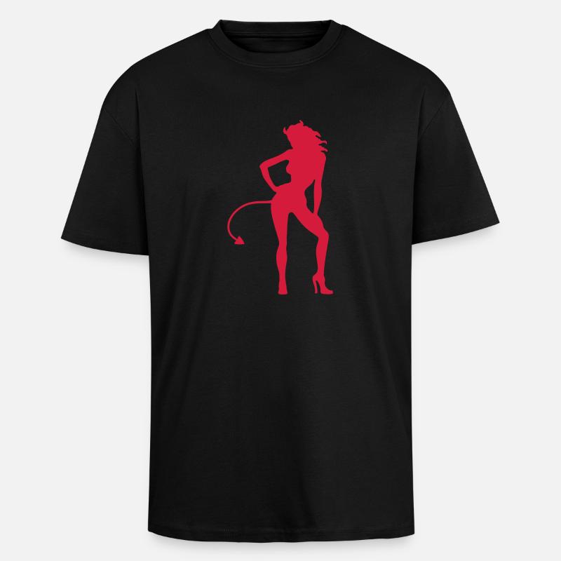 Devil - Diable - T-shirt unisexe oversize épais - noir
