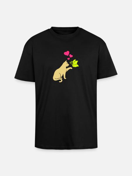 Chat - T-shirt unisexe oversize épais - noir