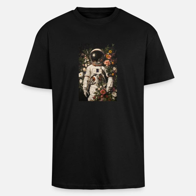 Cosmic Bloom Entdecker - Oversized Heavyweight Unisex T-Shirt - Schwarz