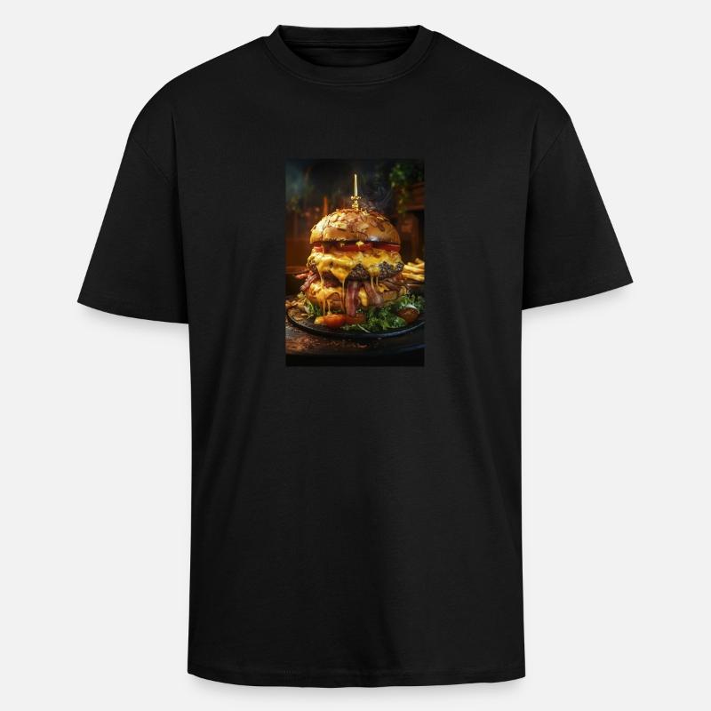 Epic Bacon Cheese Burger Stack - Unisex Oversized Heavyweight T-shirt - black