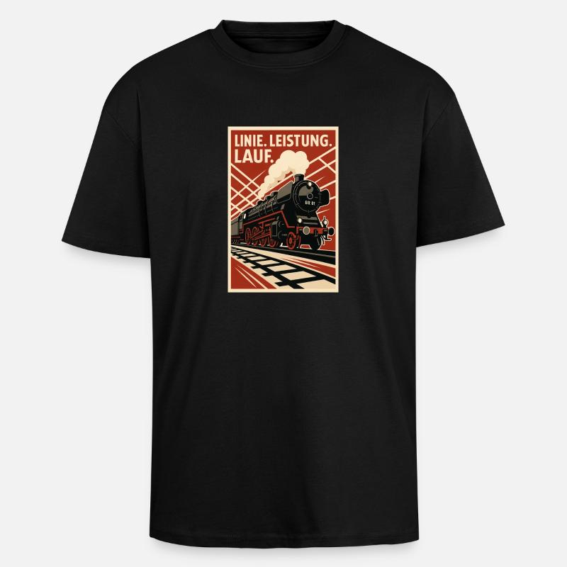 Railway Line Running Performance - Unisex Oversized Heavyweight T-shirt - black