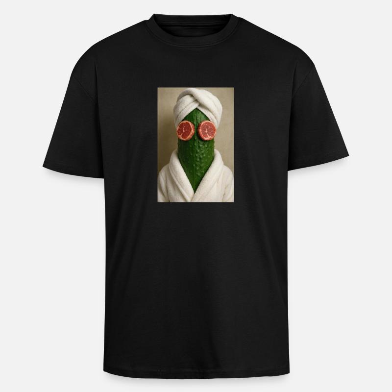 Cucumber Spa Day Gone Wrong - Unisex Oversized Heavyweight T-shirt - black