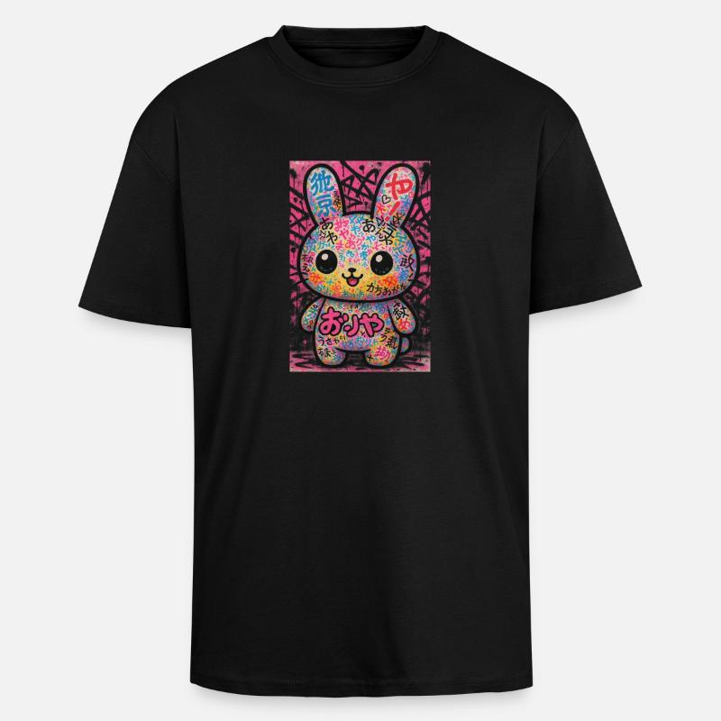 Graffiti Kawaii Bunny Pop - T-shirt unisexe oversize épais - noir