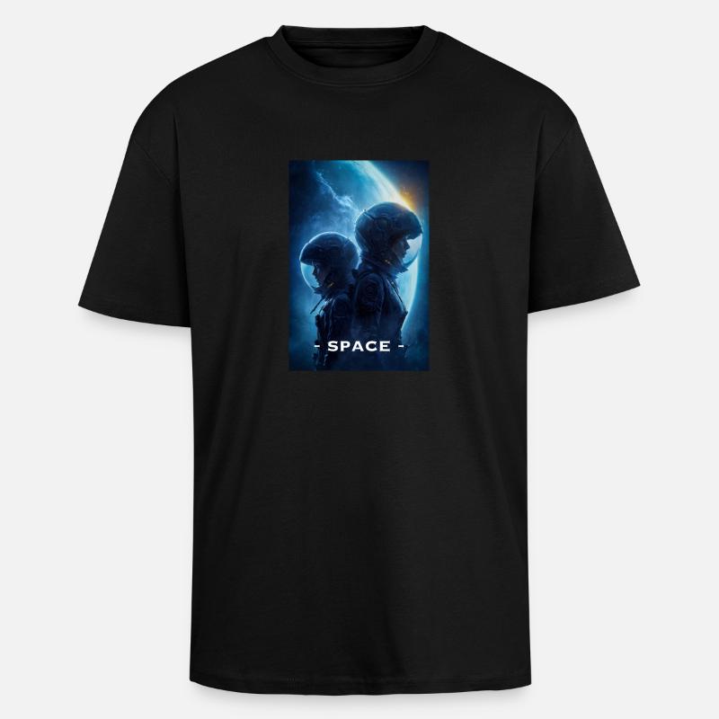 Astronauts in Deep Space - Unisex Oversized Heavyweight T-shirt - black