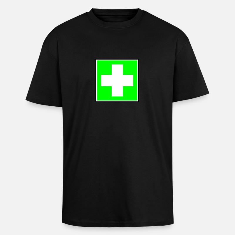 Première Croix de l'aide - T-shirt unisexe oversize épais - noir