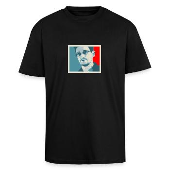snowden - Unisex Oversized Heavyweight T-shirt - black - Front - Alina (178cm) & Michal (187cm)