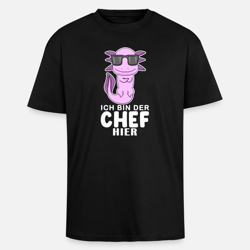 Cool Axolotl Chef - Oversized Heavyweight Unisex T-Shirt - Schwarz