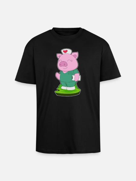 Pig Nurse - Unisex Oversized Heavyweight T-shirt - black