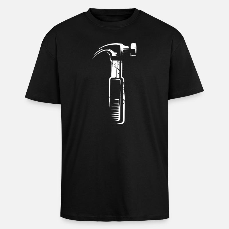 Hammer mit Scratch Effekt - Werkzeuge Handwerker - Oversized Heavyweight Unisex T-Shirt - Schwarz