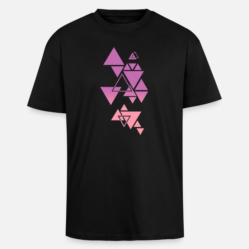 Gradient Triangle Pattern Pink - Unisex Oversized Heavyweight T-shirt - black