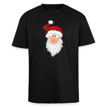 Weihnachtsmann Gesicht - Oversized Heavyweight Unisex T-Shirt - Schwarz - Vorne - Alina (178cm) & Michal (187cm)