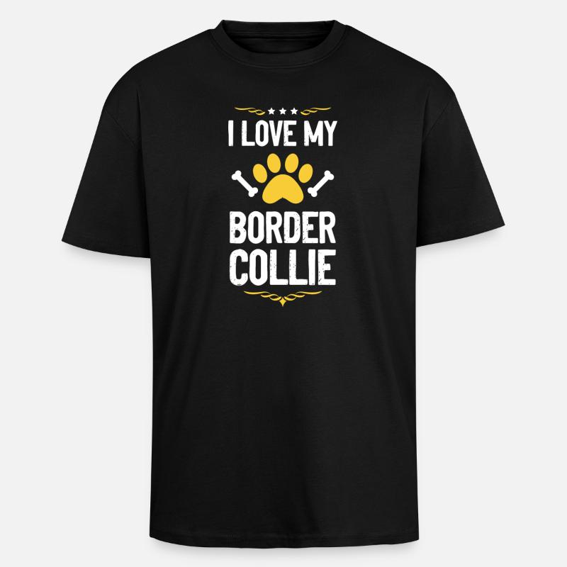 Ich liebe meinen Border Collie - Oversized Heavyweight Unisex T-Shirt - Schwarz